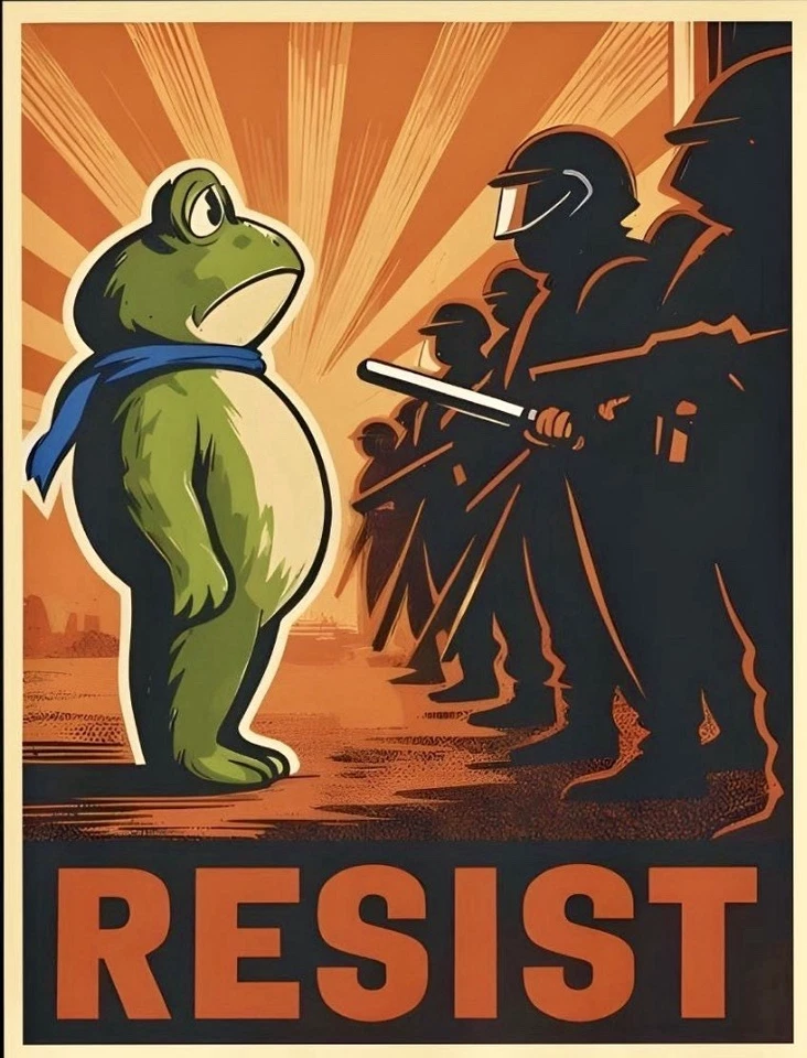 AWESOME THINGS Resist Frog Pro-Democracy Die-cut Vinyl Protest Sticker🔥4x3 Inch Quantity