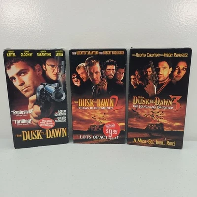 Lot Of 3 From Dusk Till Dawn Vhs Bundle Blood Money Hangmans Daughter Tested  - Image 1 of 4