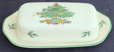 Spode Christmas Tree Covered Butter Dish S3324 S – VGC – VERY POPULAR PATTERN - Image 1 of 4