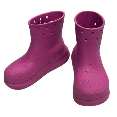 Crocs Botas de Lluvia Magenta Púrpura Goma Impermeables W8 M6 Icónicas Comodidad Gorpcore Foto 1 de 4