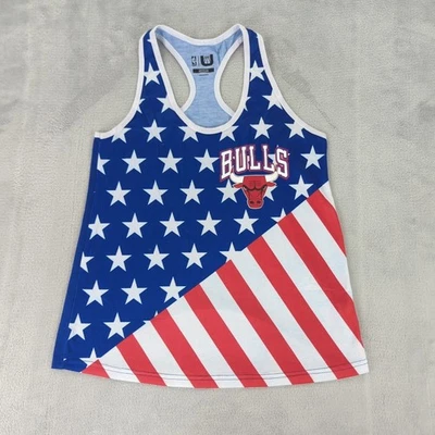 Camiseta sin mangas Chicago Bulls bandera de Estados Unidos NBA sin mangas para mujer mediana Foto 1 de 4