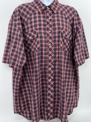 Camisa Outlaw Grande y Alta 3XLT Perla A Presión Roja Azul Cuadros Vaquero Occidental Rodeo Foto 1 de 4