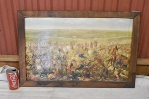 VINTAGE ORIGINAL 1952 BUDWEISER BEER CUSTERS LAST STAND SIGN SELF FRAMED Picture - Picture 1 of 6