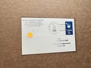 US 1972 Postal Card to Germany #UX59 +APO Chop +Scarce Commercial Use +Genuine - Picture 1 of 3