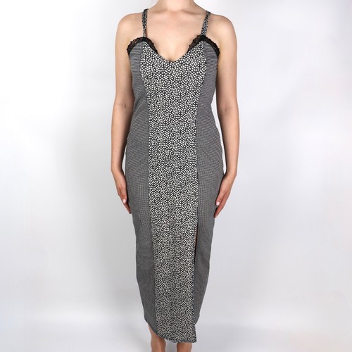 Abito midi Versus Gianni Versace nero bianco aderente senza maniche bodycon taglia M