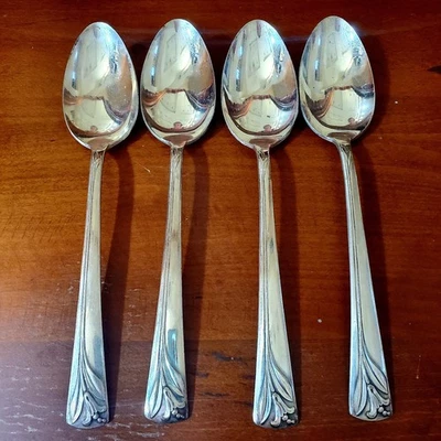 MCM Vintage 4 International Embassy MAGIC LILY  Silverplate Serving Spoons 1955 - Image 1 of 4