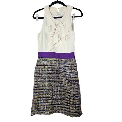 Kate Spade 4 Silk Boucle Tweed Purple Dress Sleeveless Career Classic Wool  - Image 1 of 4