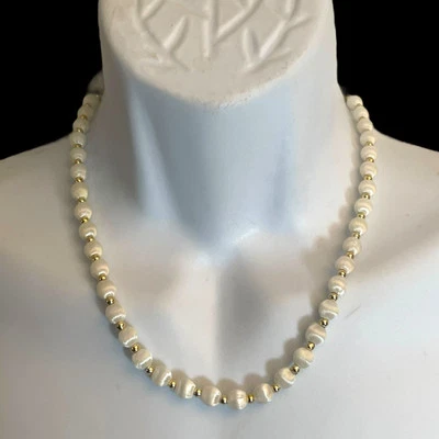 Vintage Satin Bead Necklace with Gold-Tone Spacers – Elegant Retro Jewelry - Image 1 of 3