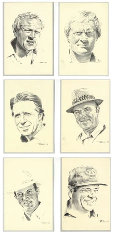 William Van Zandt 4-1/2" x 6-1/2" postcard set of 6 Jack Niclaus Arnold Palmer + Cover
