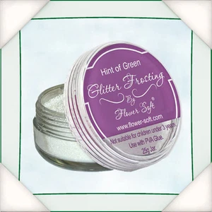 Flower-Soft GLITTER FROSTING HINT OF GREEN-Paper Craft-White Color-Embellishment - Picture 1 of 10