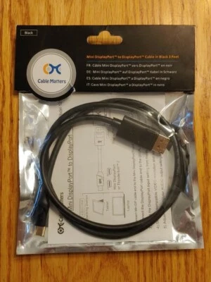 Cable Matters Gold Plated Mini DisplayPort to DP Cable Black 3 FT - Image 1 of 4