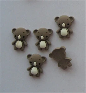 CRAFT-SCRAPBOOK-CABOCHONS "New Stock" 5 x 22x14mm Resin Koala w Flat Backs - Picture 1 of 1