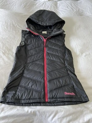 Bench Womens Hooded Puffer Vest | Size Small | Black Insulated Casual - Image 1 of 4
