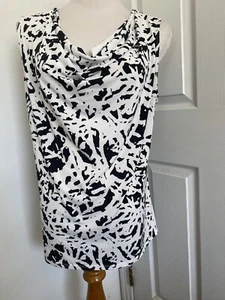Ellen Tracy Abstract Cowl Neck Sleeveless Top Size L Pre-Owned - Picture 1 of 10