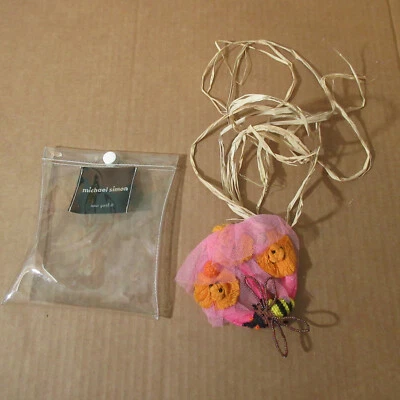 Difícil de Encontrar De Colección Tela Michael Simon Flor Cuentas Miel Abeja Natural Redonda 4 Hebilla de Cinturón Foto 1 de 4