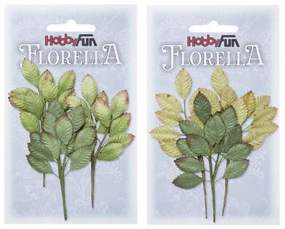 3 Zweige Blätter aus Maulbeerpapier 10 cm, Florella von Hobbyfun, Floristik