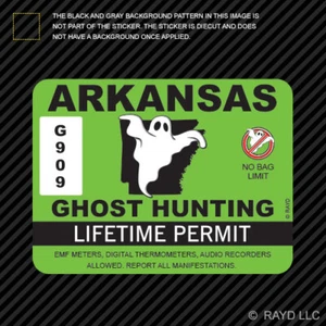 Calcomanía autoadhesiva con permiso de caza de fantasmas de Arkansas cazador paranormal AR - Imagen 1 de 1