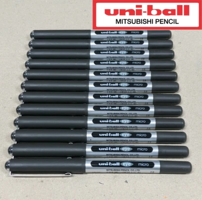 12 x Uni-ball Eye Pigment Ink Roller Ball Pen Black 0.5mm Micro UB-150 - image 1 of 4