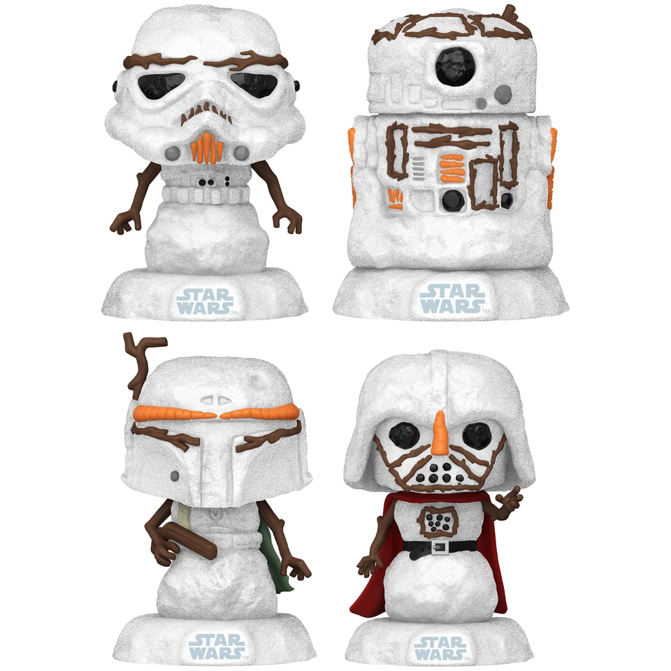 Funko Pop Lote Paquete De 4 Star Wars Vacaciones Snowman Boba Fett Darth Vader & - Imagen 1 de 1