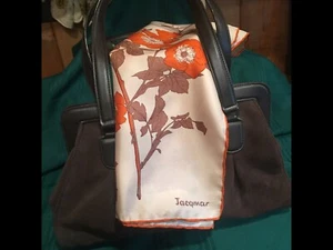 2 Items Jacqmar Fall Colors Vintage Scarf with Ann Taylor Loft Suede Purse  - Picture 1 of 11