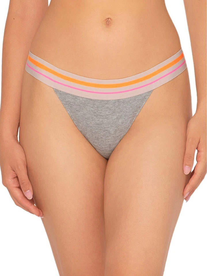 Tanga de algodón para mujer No Boundaries gris con naranja en banda talla PEQUEÑA (5) NUEVA Foto 1 de 1