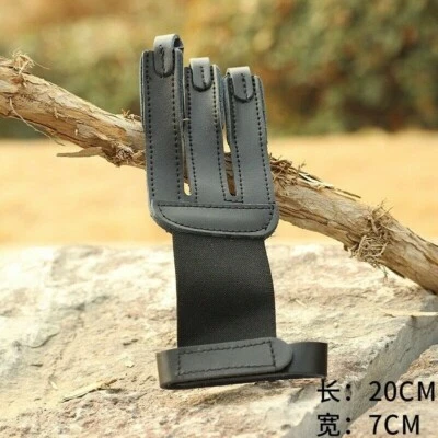 Archery 3 Fingers Guard Shoot Gloves Mittens Faux PU Leather Hunting Protect - Image 1 of 4