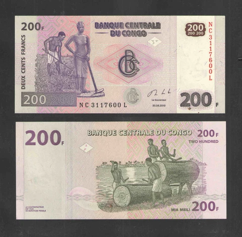 2013 (2018) CONGO 200 FRANCS CATALOG P# NEW CRISP UNCIRCULATED CURRENCY Cover