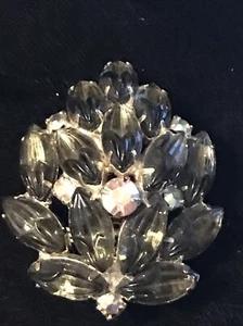 Broche Marquesa Vintage Patrón Claro Hoja de Estrás Sin Firmar - Imagen 1 de 7
