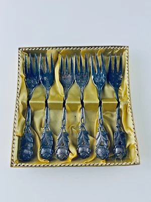 6 Kuchengabeln Hildesheimer Rose B&A90 versilbert in OVP / Guter Zustand^ - Bild 1 von 4