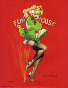 RETRO PINUP GIRL EXTRA LARGE CANVAS PRINT A1 Poster Gil Elvgren Funhouse - Picture 1 of 1