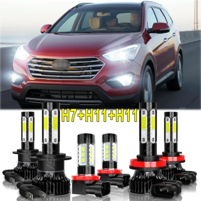 Kit de faros LED + antiniebla para Hyundai Santa Fe 2013 2014 2015 2016 Foto 1 de 4