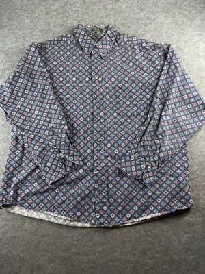 Vintage 90s CLUB ROOM Mens long sleeve cotton shirt abstract stamp print sz XL - Image 1 of 4