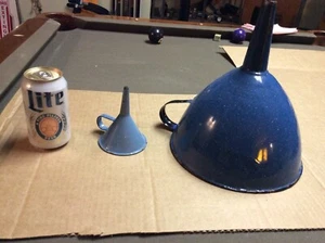 Vintage enamelware large & small  funnels 9” & 3” diameter - Picture 1 of 7