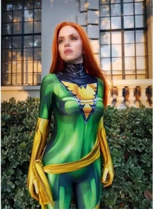 X-men Dark Phoenix Jean Grey Jumpsuit Green Cosplay Costume Adult Kids Halloween - Picture 1 of 6