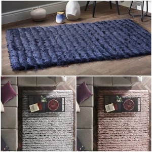 3D Carved Rug Soft Silky Fluffy Living Room Glamour Shaggy Rug - Picture 1 of 13