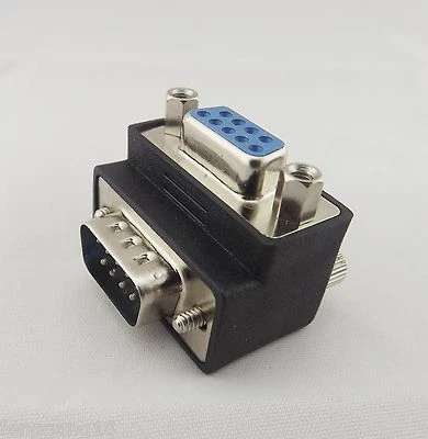 Right Angle 90 Degree DB 9 pin DB9 RS232 Male To Female Extension Cable Adapter - Image 1 of 4
