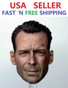 1/6 Escultura de cabeza de Bruce Willis John McClane golpeando duro para Hot Toys Phicen - Imagen 1 de 3