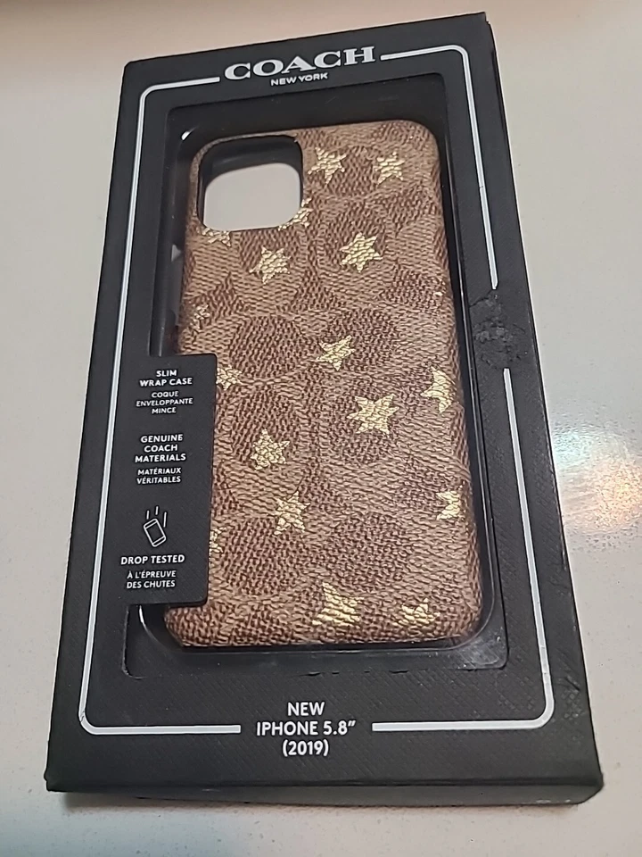Funda Coach New York delgada envolvente para iPhone (2019) 5,8" caqui/dorado lámina estrellas  Foto 1 de 4