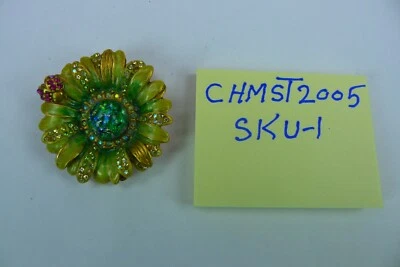 Pin de girasol Jay Strongwater, esmalte chapado en oro estaño cristal de Swarovski Foto 1 de 3