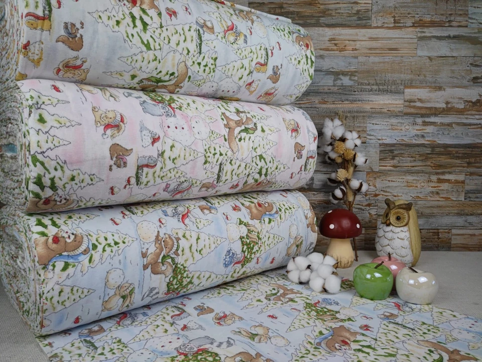 240cm Flanell Baumwolle Stoffe Baumwollstoff Meterware Eichhörnchen ÖKO-TEX - Bild 1 von 1