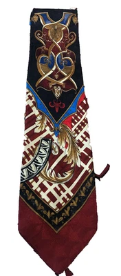 Corbata Pierre Balmain Couture Borgoña Oro Ornamentado 100% Seda 56x4" Foto 1 de 2