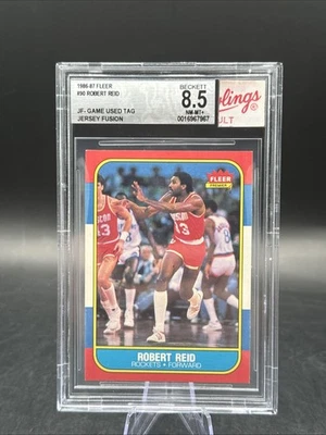 1986-87 Fleer Basketball Robert Reid #90 Jersey Fusion GU TAG BGS 8.5 Very RARE! - Image 1 of 2