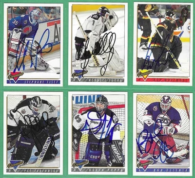 1993-94 Topps Premier Hockey *SIGNED* ~ 10 cards~ Puppa, Essensa, Fiset - Image 1 of 2