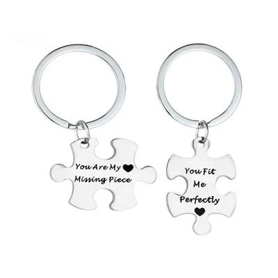  2 pezzi in acciaio inossidabile Amanti Portachiavi coordinati Portachiavi - Immagine 1 di 4