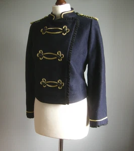 JIGSAW MILITARY WOOL JACKET 10 blazer naval admiral blue gold passementerie - Picture 1 of 14