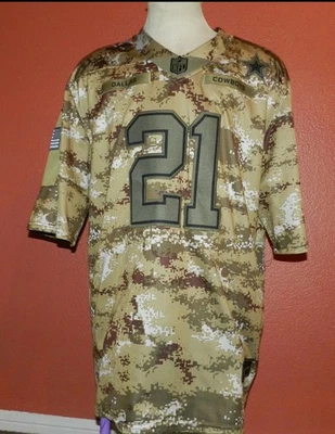 Camiseta deportiva para hombre Ezekiel Elliott Dallas Cowboys Nike Salute To Service camuflada talla XL Foto 1 de 4