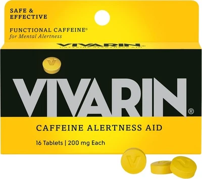 Vivarin, Caffeine Pills, 200mg per Dose, Safely 16 Count (Pack of 1)  - Image 1 of 4