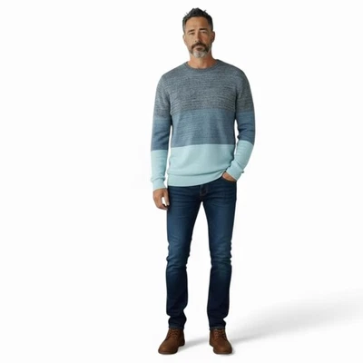 Scotch & Soda Mens Pullover Sweater Size Large Blue Gradient Organic Cotton NEW - Image 1 of 4