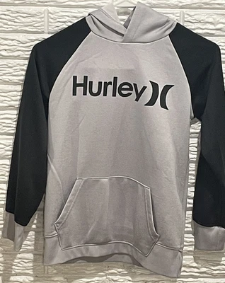 Sudadera con Capucha Hurley Pullover Niño Juvenil Talla 10/12 Gris/Negro Bolsillo Foto 1 de 4