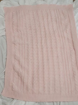  Burts Bees Baby Manta Ducha Regalo Cable Tejido Rosa 100% Algodón Orgánico  Foto 1 de 3